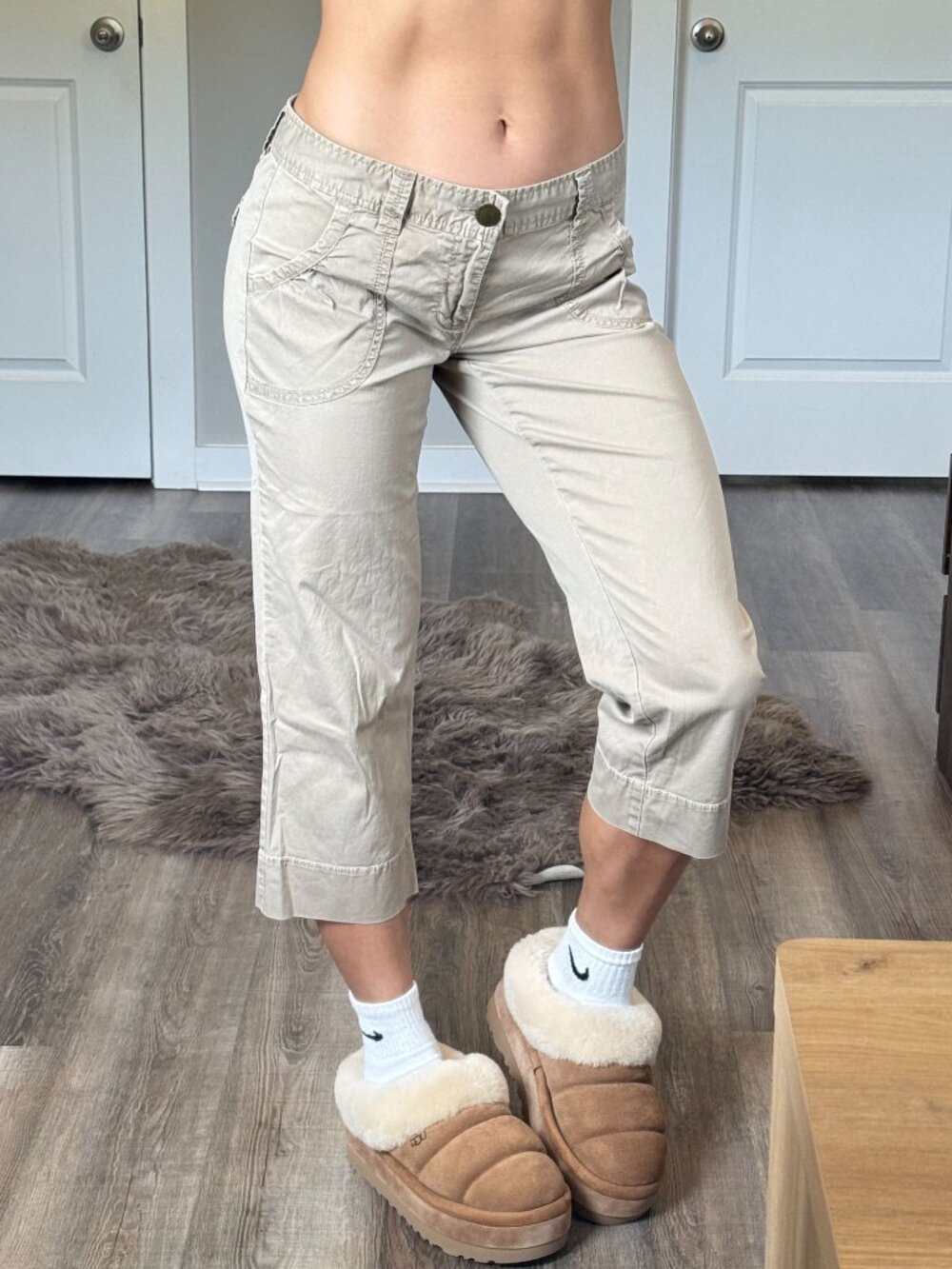 Calvin Klein Jeans Low Rise Khaki Capri Pants Womens 6 Grunge Festival Stretch